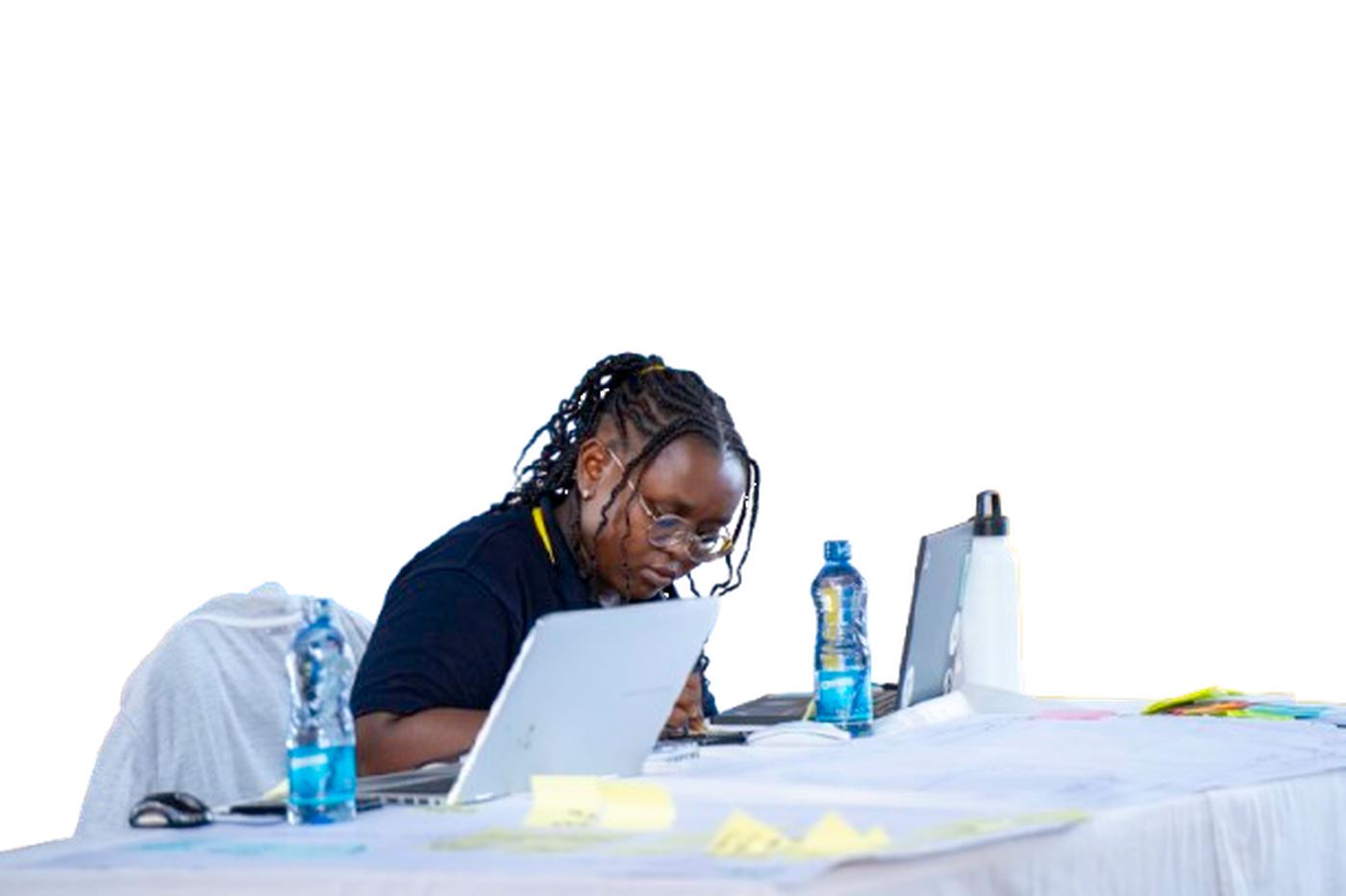 Blessings focused at a hackathon worktable